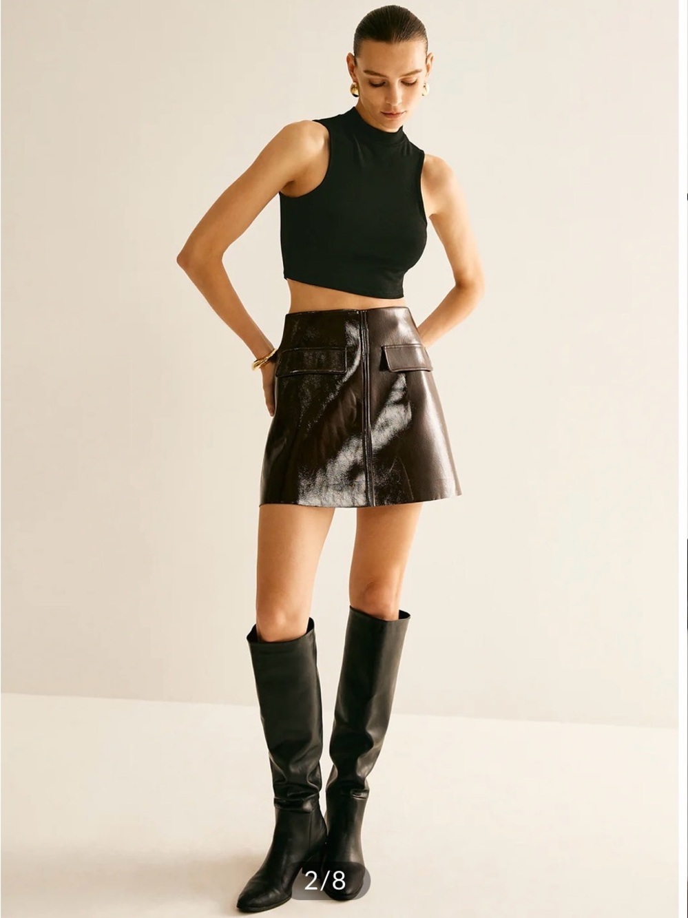 Commense faux leather mini skirt Brown Size Medium NWT